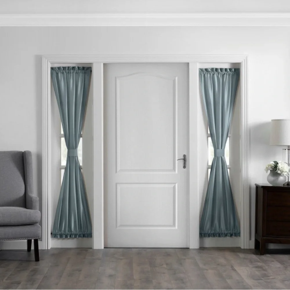 Colette Faux Silk Sidelight Front Door Single Window Curtain Panel - 28